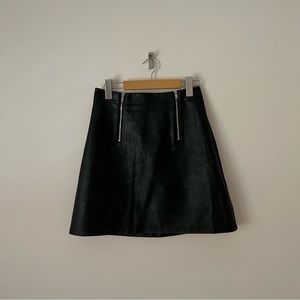 Premium snake skin faux leather mini skirt in black size small- Zara